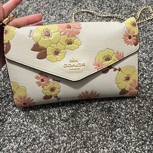 Coach Floral Clutch in Cream and Yellow
